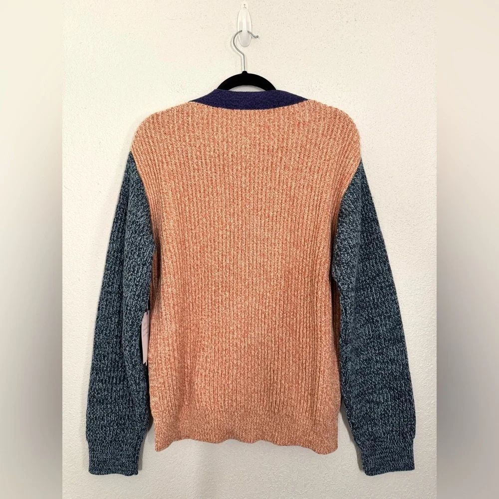 Nation LTD Sadie Colorblock Pheasant Marled Cotton Cardigan Sweater Small NEW